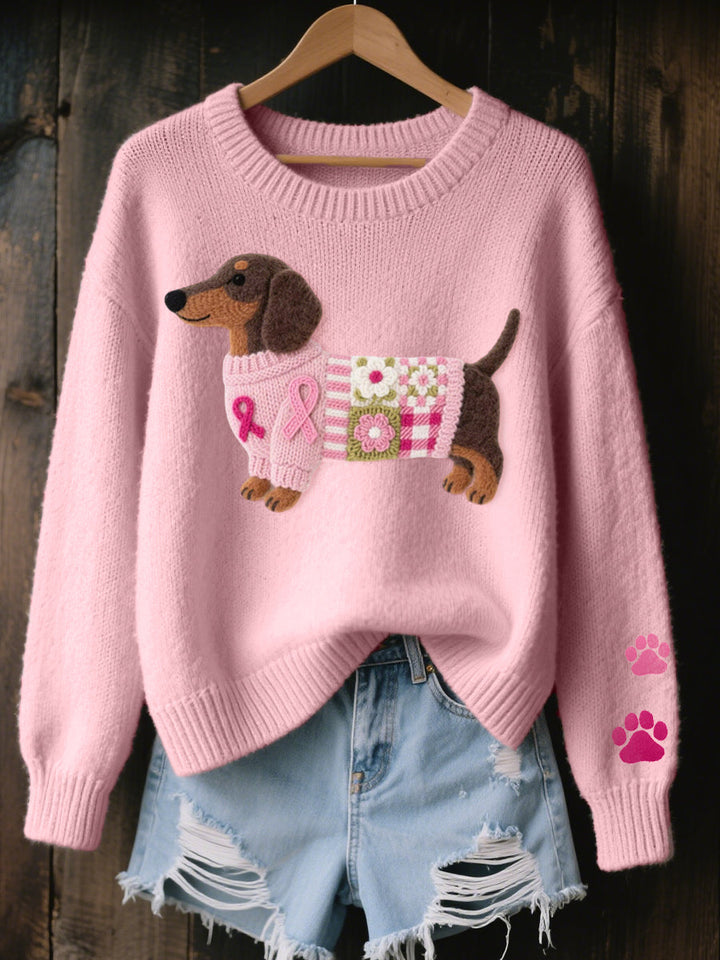 Bella | Sweater with Felt Dachshund Pattern
