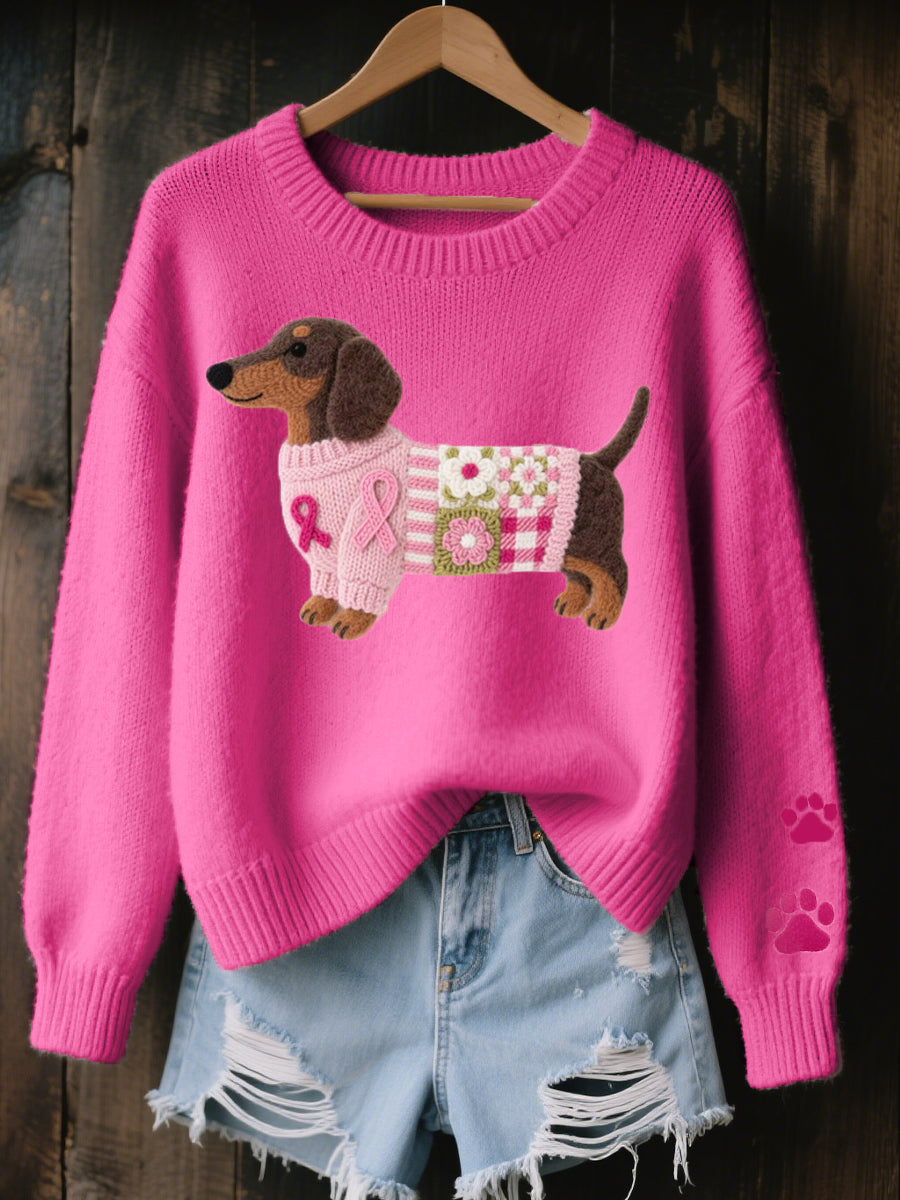 Bella | Sweater with Felt Dachshund Pattern