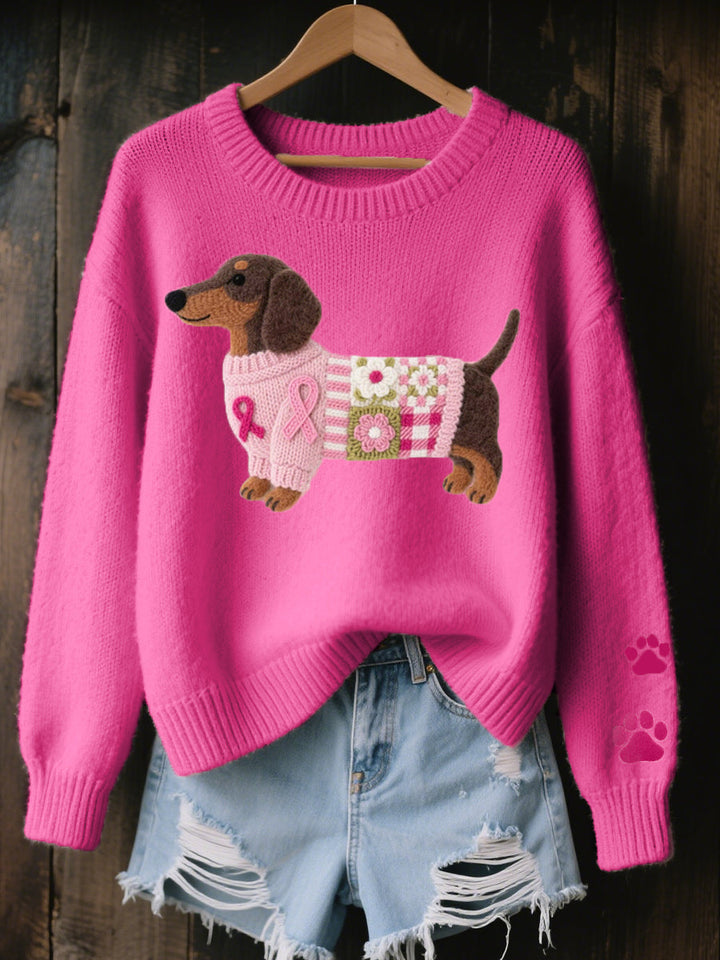 Bella | Sweater with Felt Dachshund Pattern