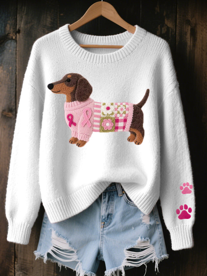 Bella | Sweater with Felt Dachshund Pattern