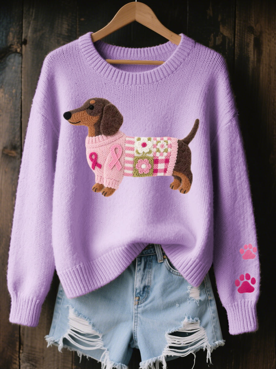 Bella | Sweater with Felt Dachshund Pattern