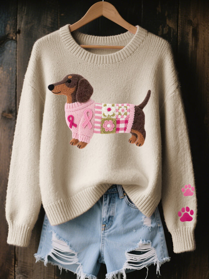 Bella | Sweater with Felt Dachshund Pattern